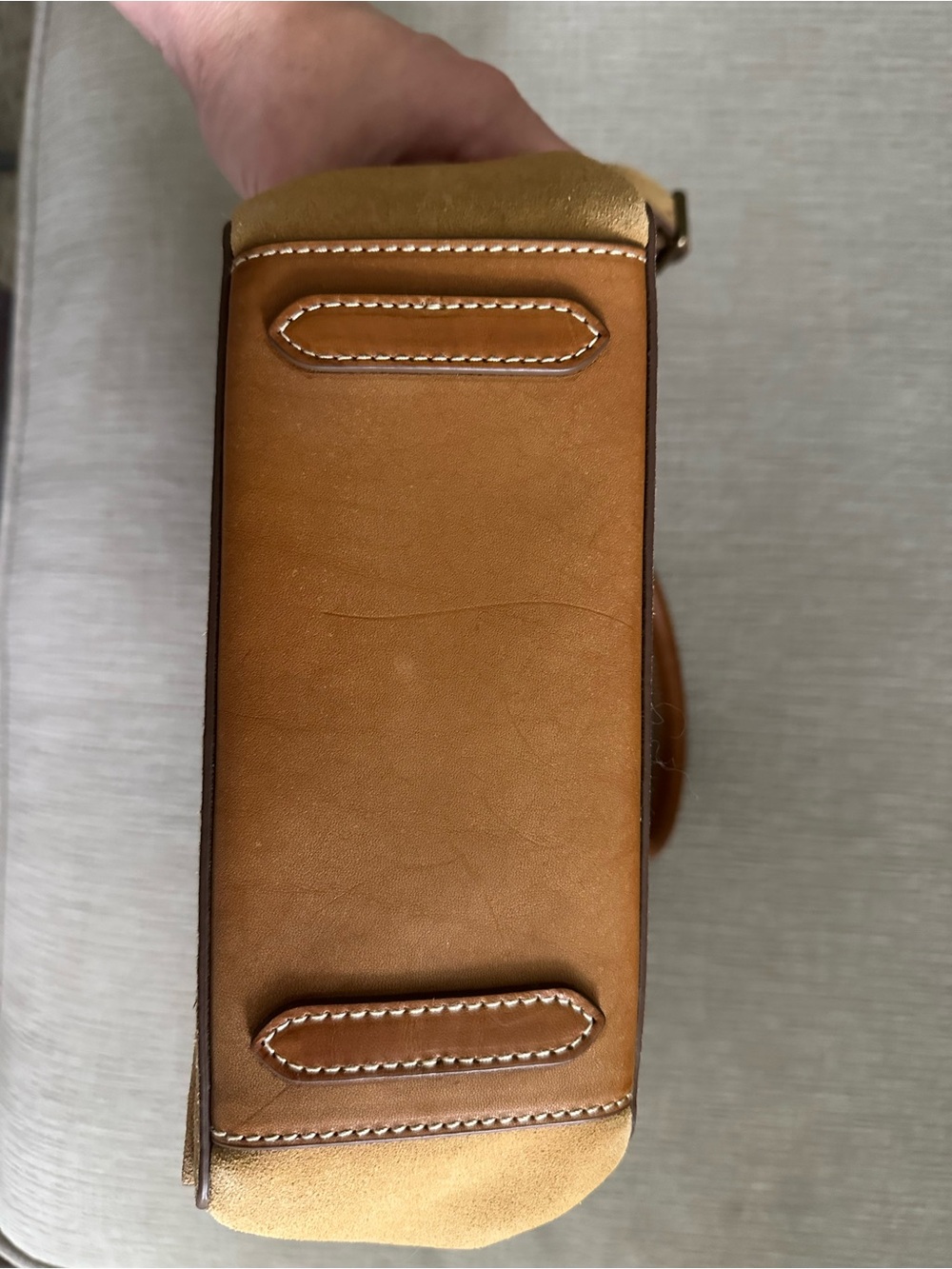 Polo by Ralph Lauren Tan Suede Satchel with Brown Leather Trim - Picture 4 of 12